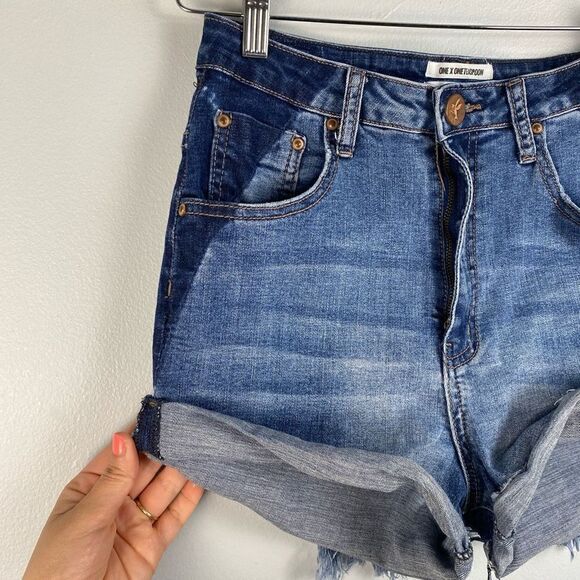 One Teaspoon Harlets Denim Jean Shorts Superstar Blue - Picture 9 of 11